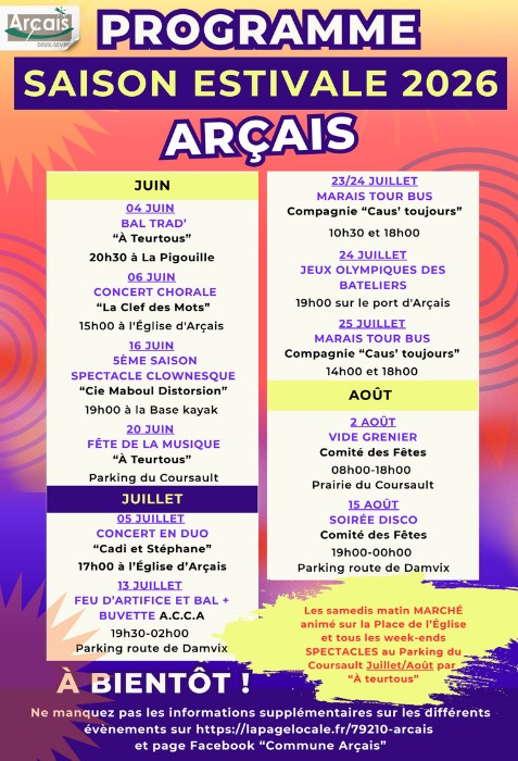Animation saison estivale à Arçais