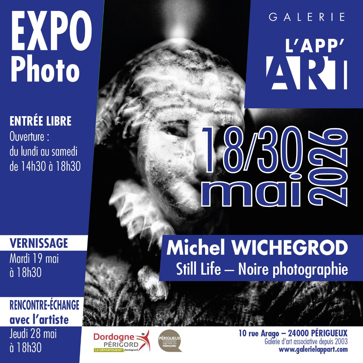 Exposition: Still Life, noire photographie - Michel Wichegrod