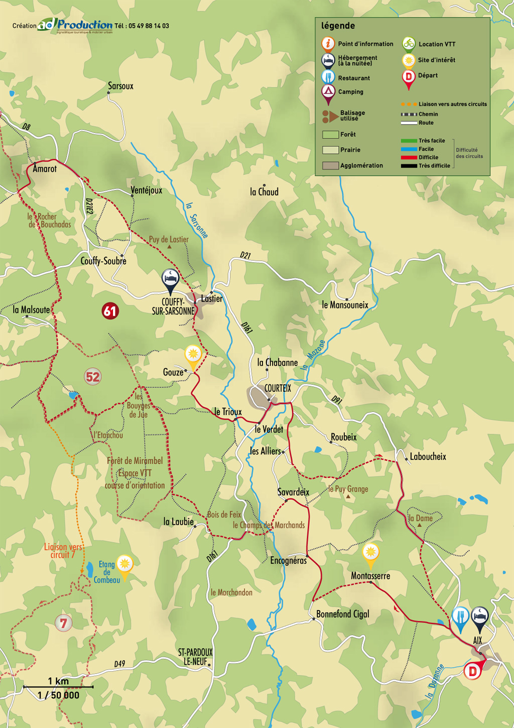 VTT - Gravel - A travers champs et forêts - 28 km - circuit 61, Aix