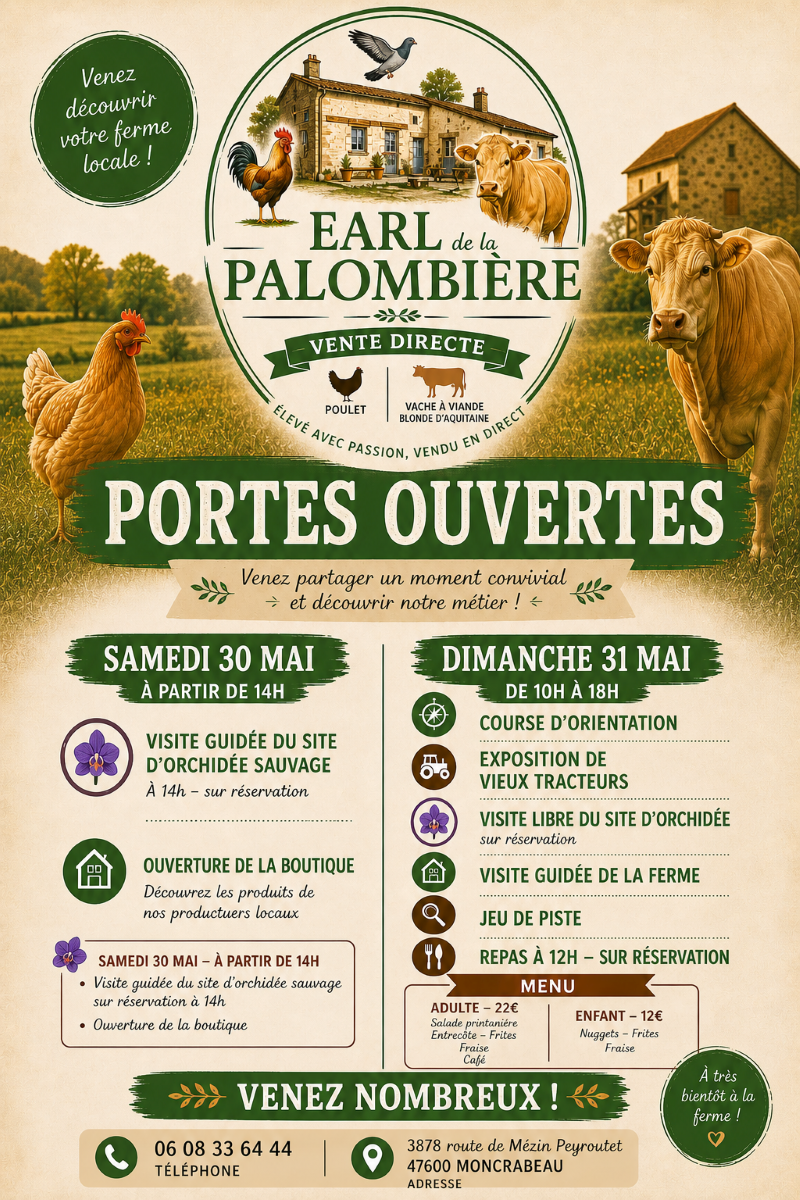 Portes ouvertes à la ferme la Palombière — visuel événement
