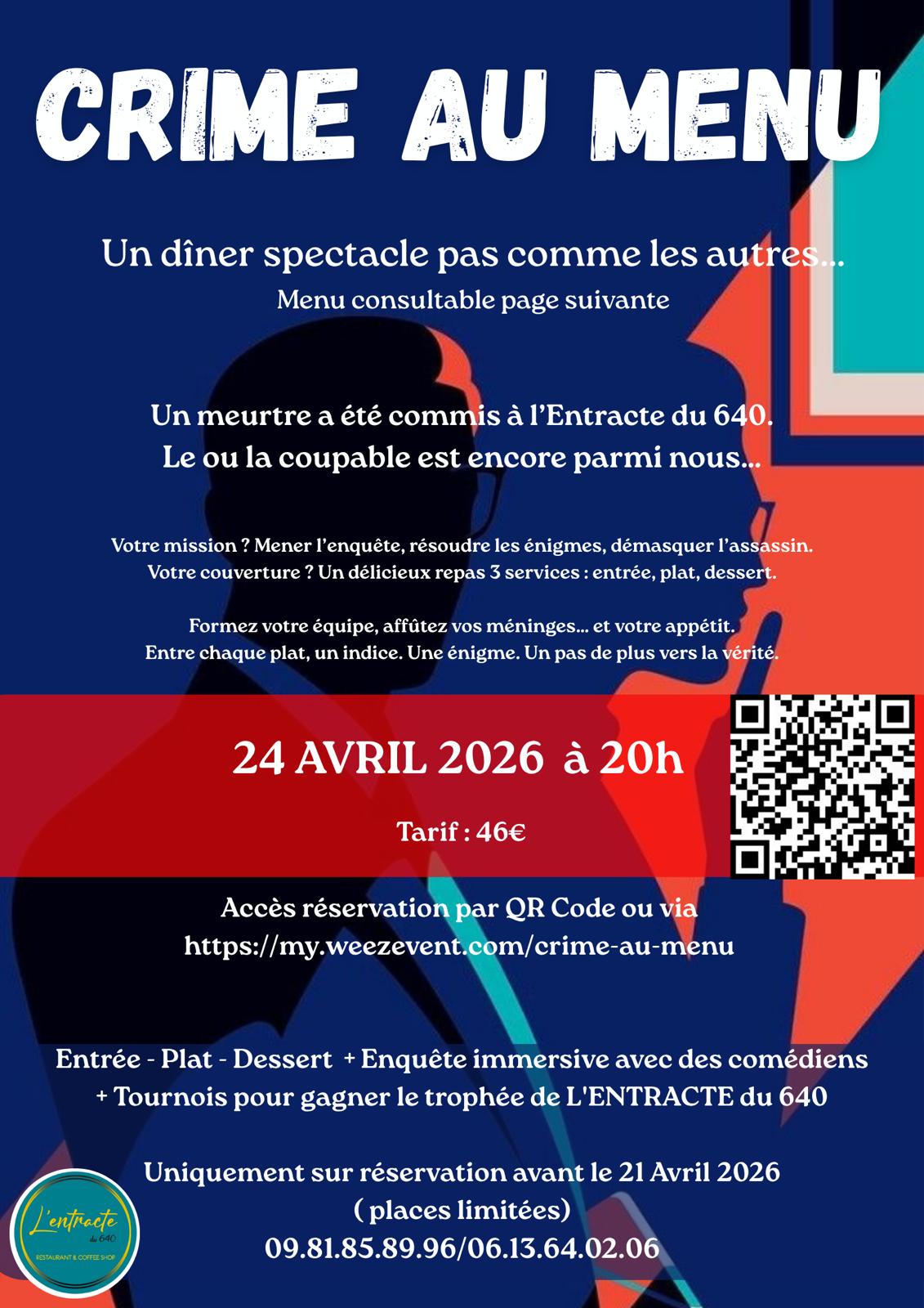 Crime au menu à l'Entracte du 640 — visuel événement