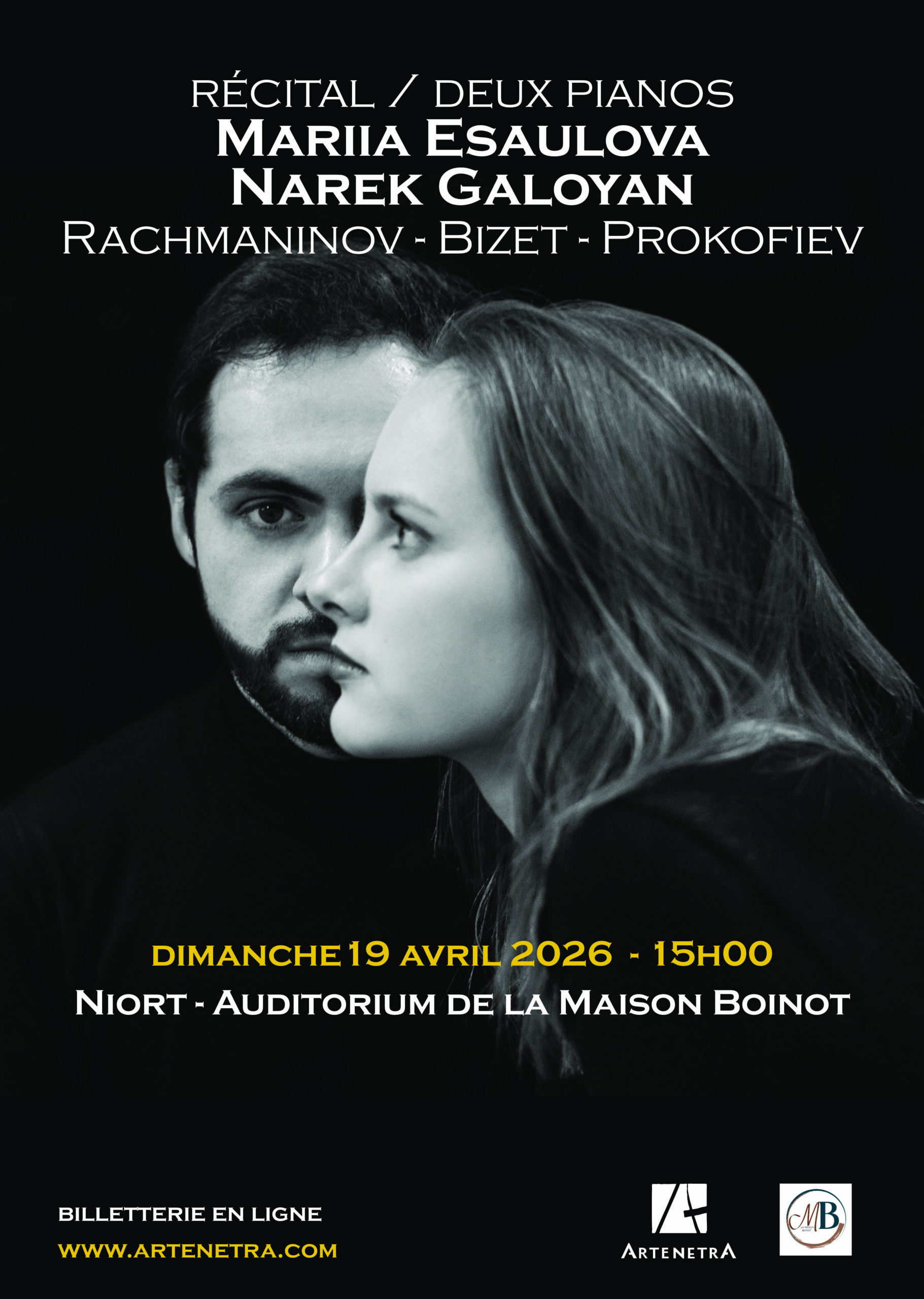 Concert à 2 pianos Mariia Esaulova et Narek Galoyan à Niort — visuel événement