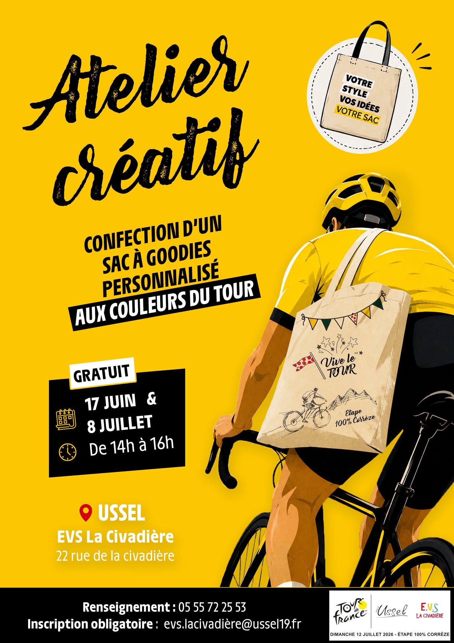 Atelier créatif  spécial Tour de France sac à goodies
