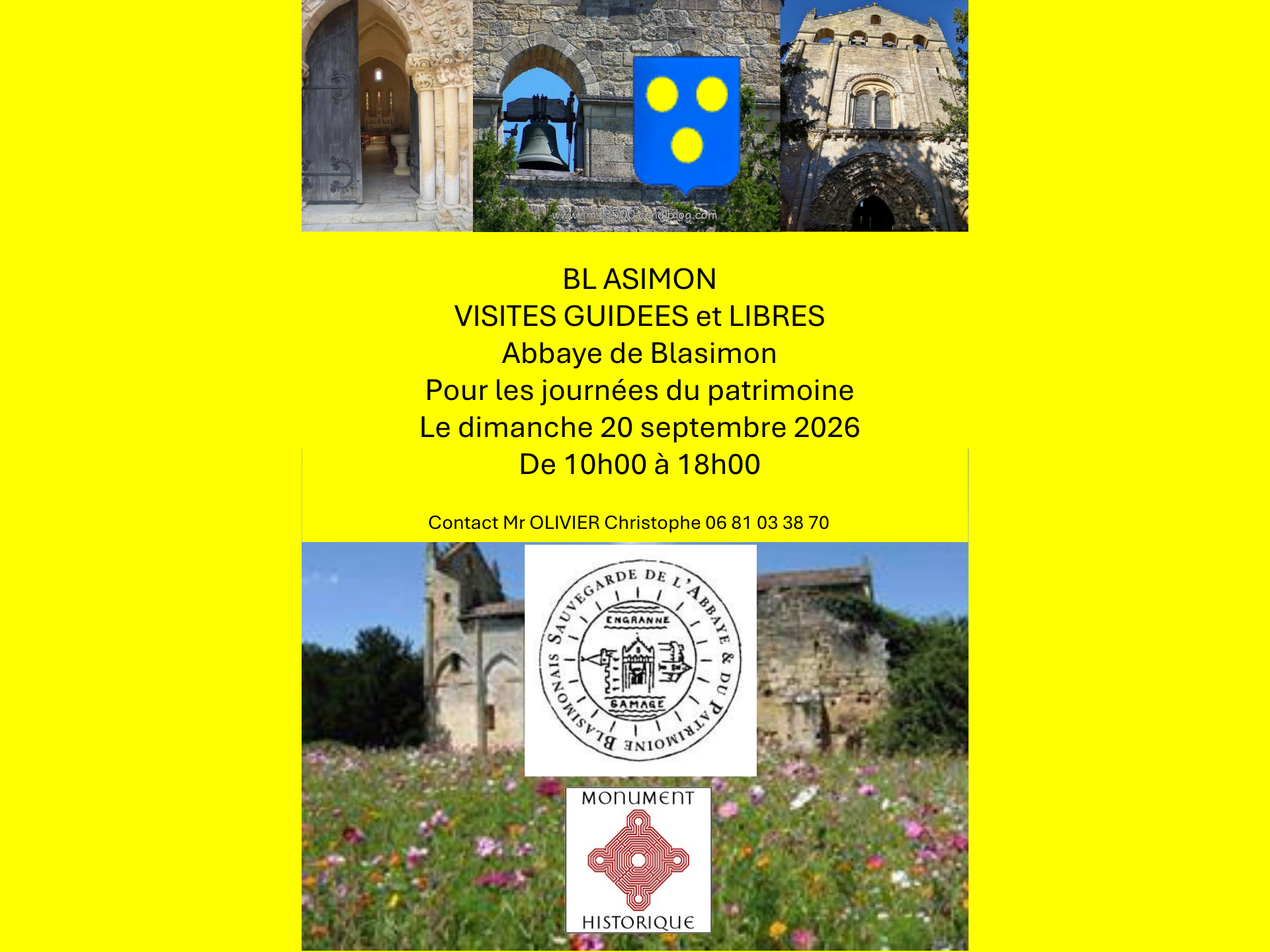 Journées du patrimoine : visites guidées de l'Abbaye de Blasimon