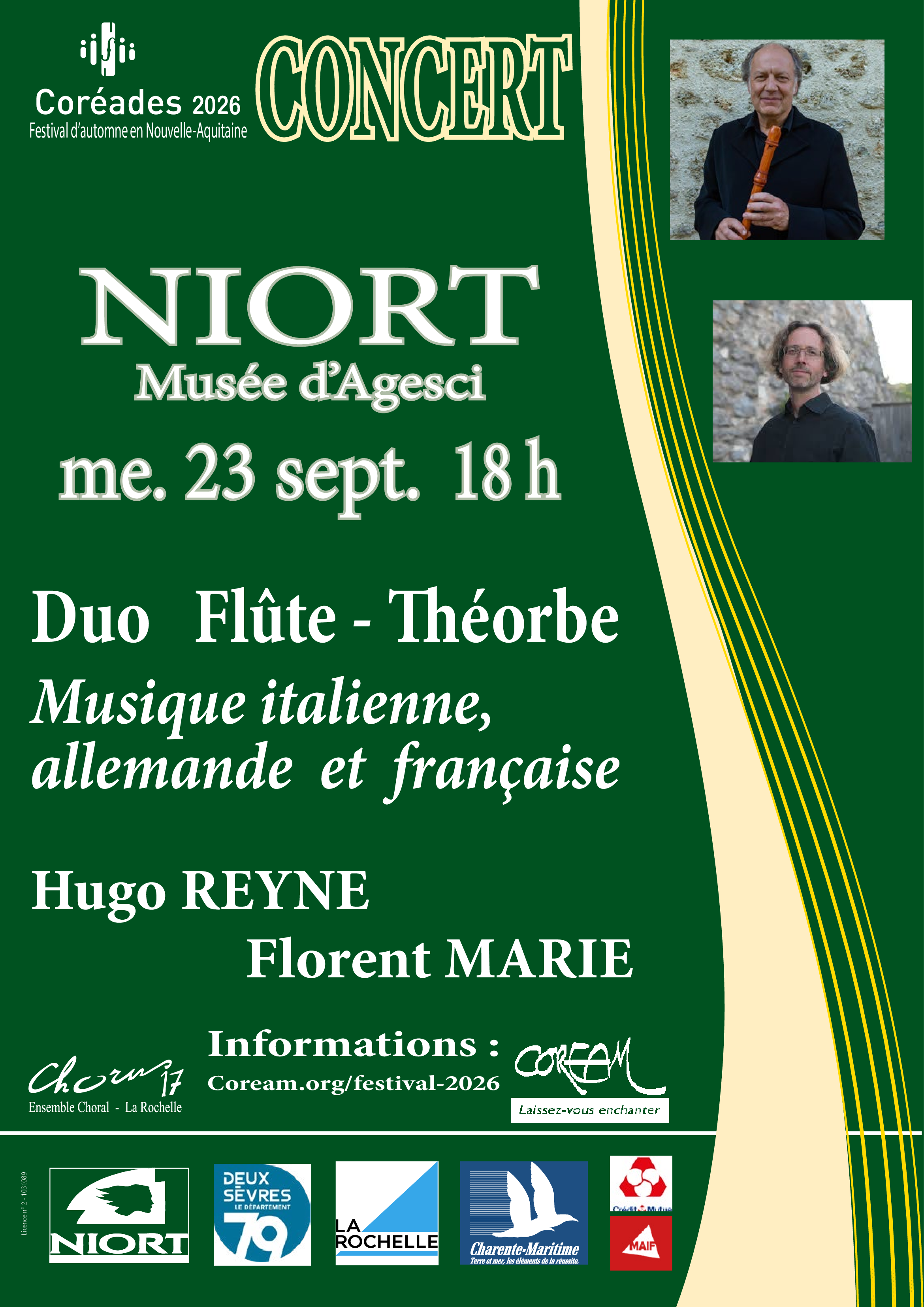 Festival Les Coréades - Duo flûte - Théorbe à Niort
