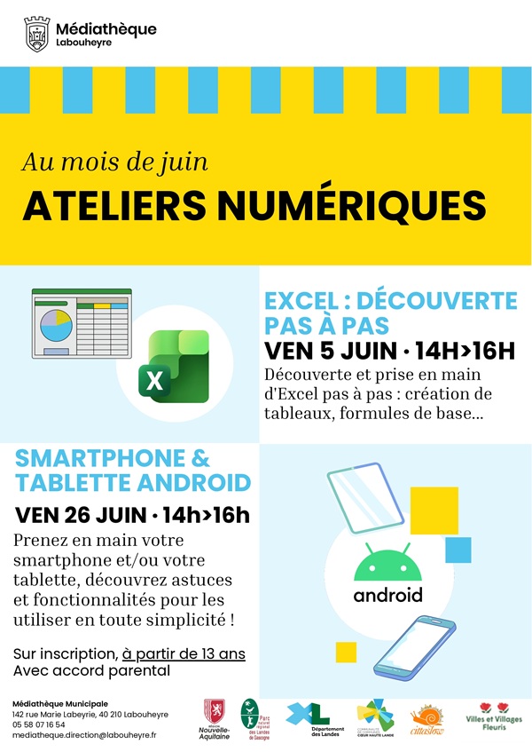 Atelier numérique (Débutant) Excel : Découvrir pas à pas — visuel événement