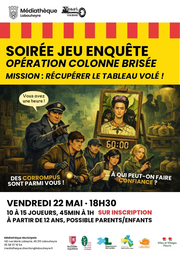 Soirée jeu enquête Opération Colonne Brisée — visuel événement