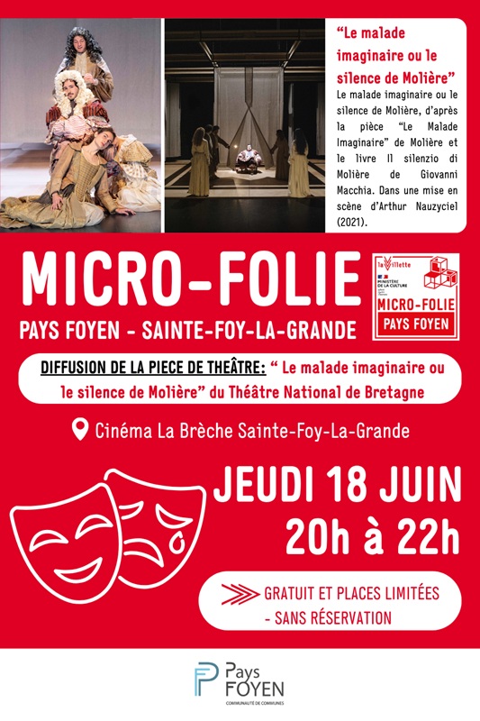 Diffusion de la pièce de théâtre "Le malade imaginaire ou le silence de Molière" du Théâtre National de Bretagne, Sainte-Foy-la-Grande - photo 2