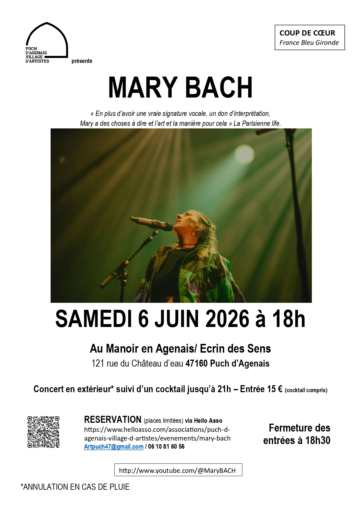 Concert MARY BACH — visuel événement