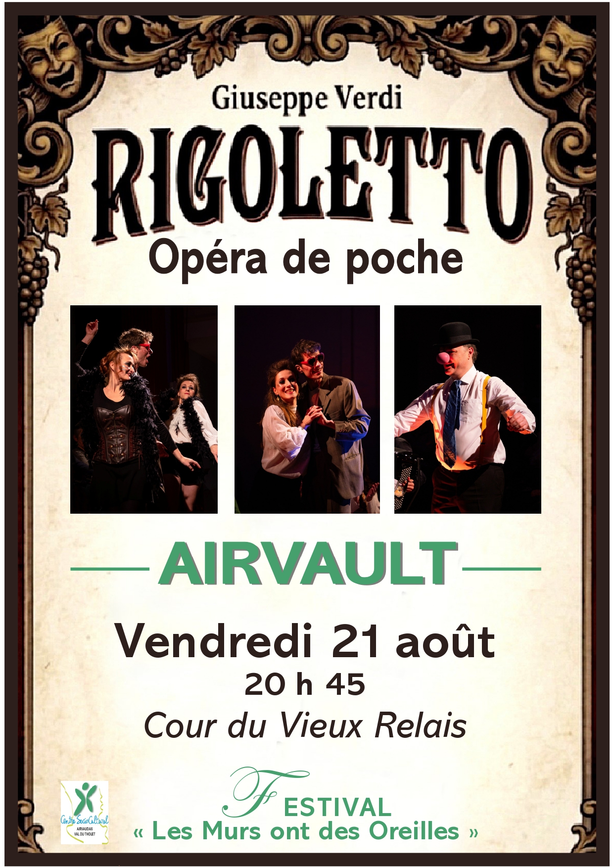 Concert - Opéra de poche : Rigoletto de VERDI, dans le cadre du Festival Les Murs ont des Oreilles