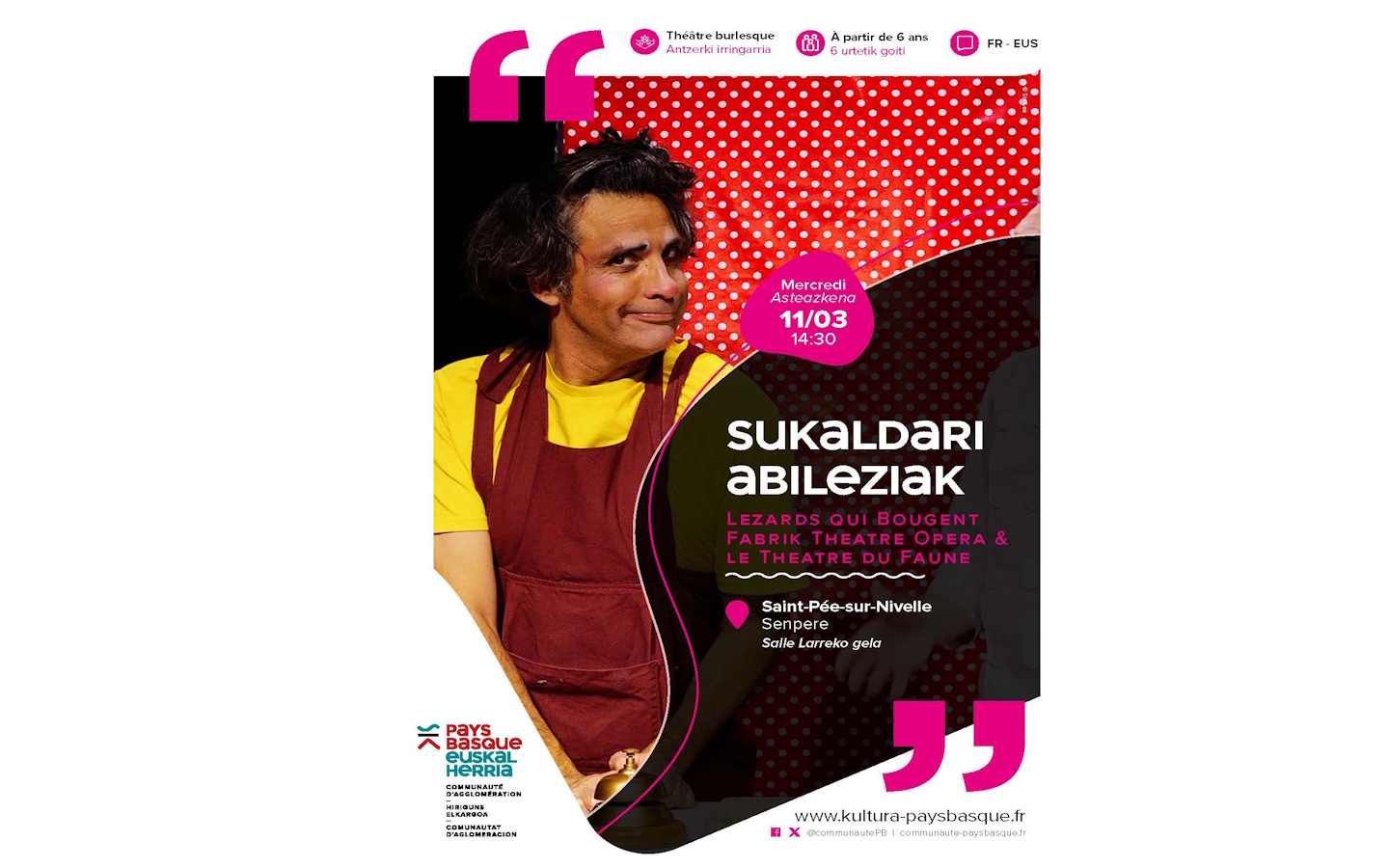 Théâtre : Sukaldari abileziak avec la compagnie Lézards qui bougent Fabrik Théâtre Opéra et Le Théâtre du Faune