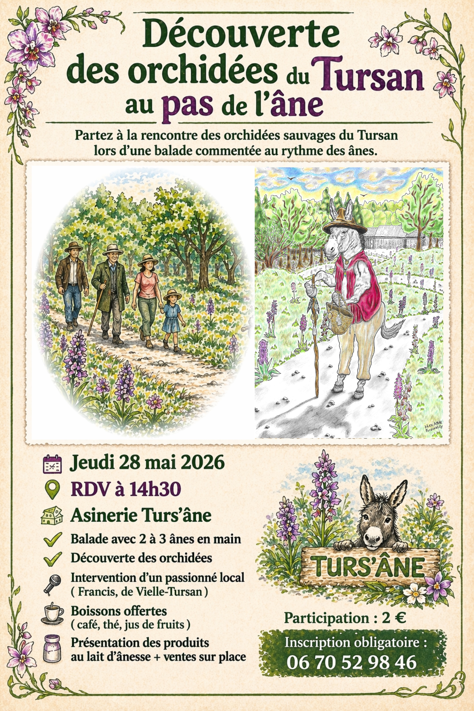 Découverte des orchidées du Tursan au pas de l'âne — visuel événement