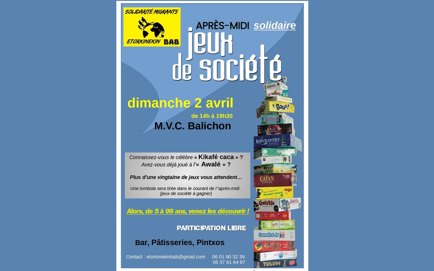 Solidarité migrants Etorkinekin: après-midi jeux de société