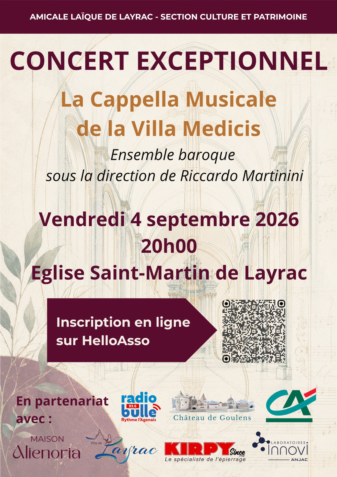 Concert Exceptionnel - La Capella Musocale de la Villa Medicis