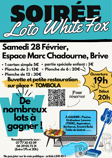 Soirée loto White Fox (Salle Chadourne)