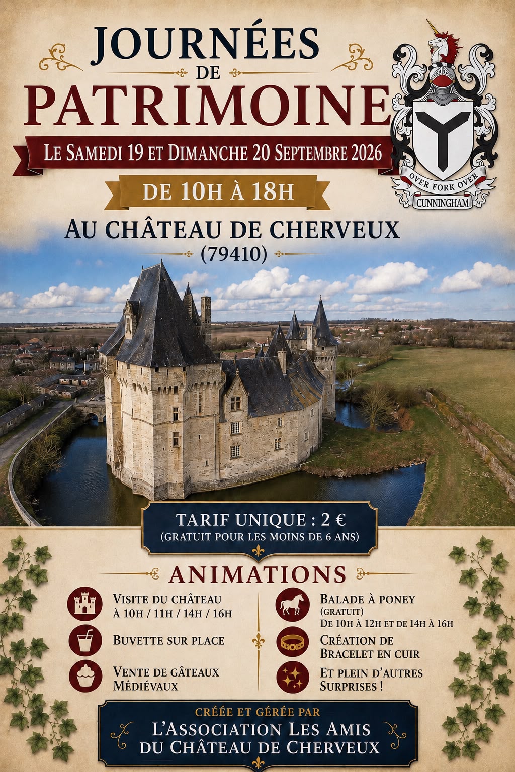 Journées Européennes du patrimoine : Visites guidées du Château de Cherveux