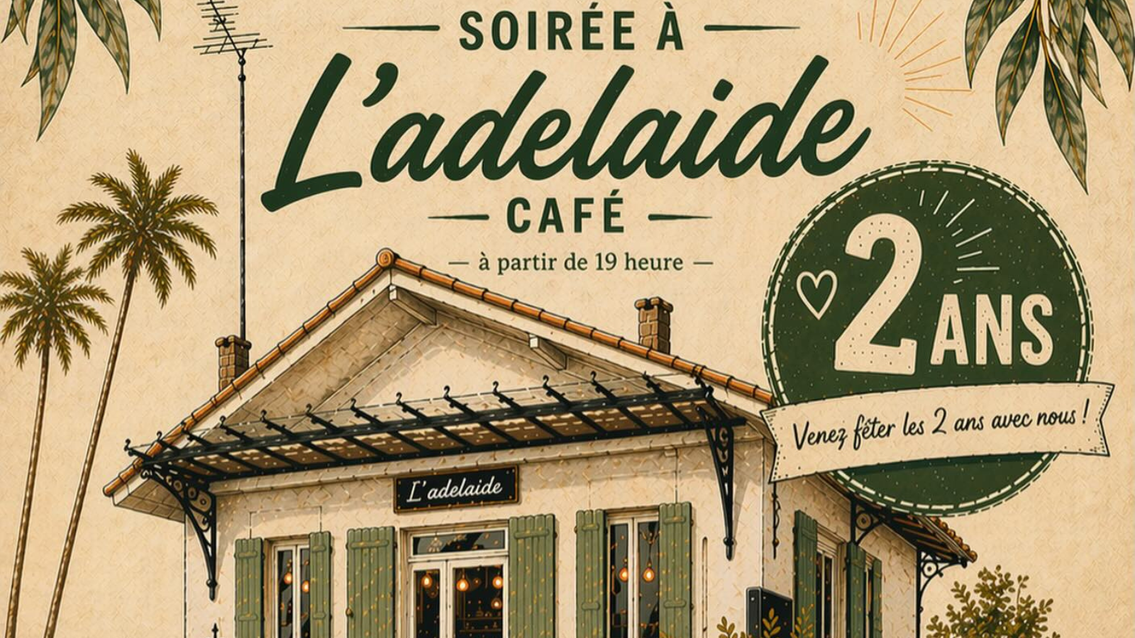 L’Adélaïde Café fête ses 2 ans ! — visuel événement