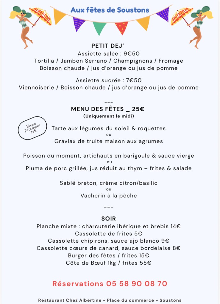 Repas des fêtes Chez Albertine