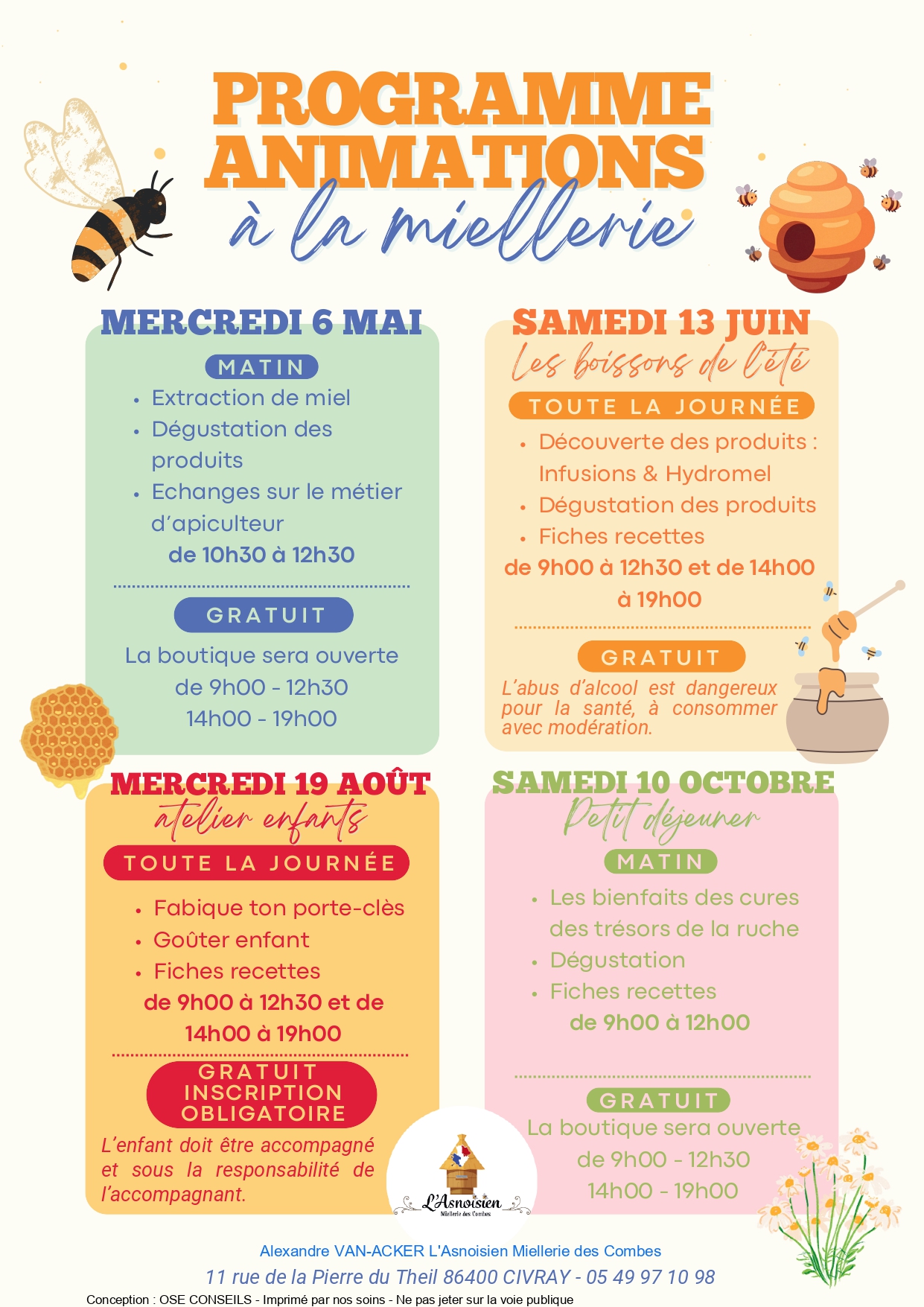 Animations à la miellerie l'Asnoisien — visuel événement