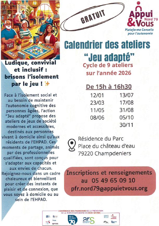 Calendrier des ateliers "Jeu adapté"
