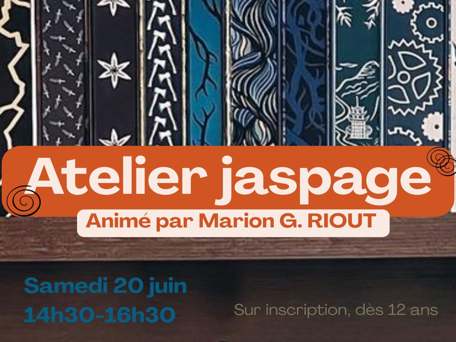 Atelier jaspage (décoration de livre) — visuel événement