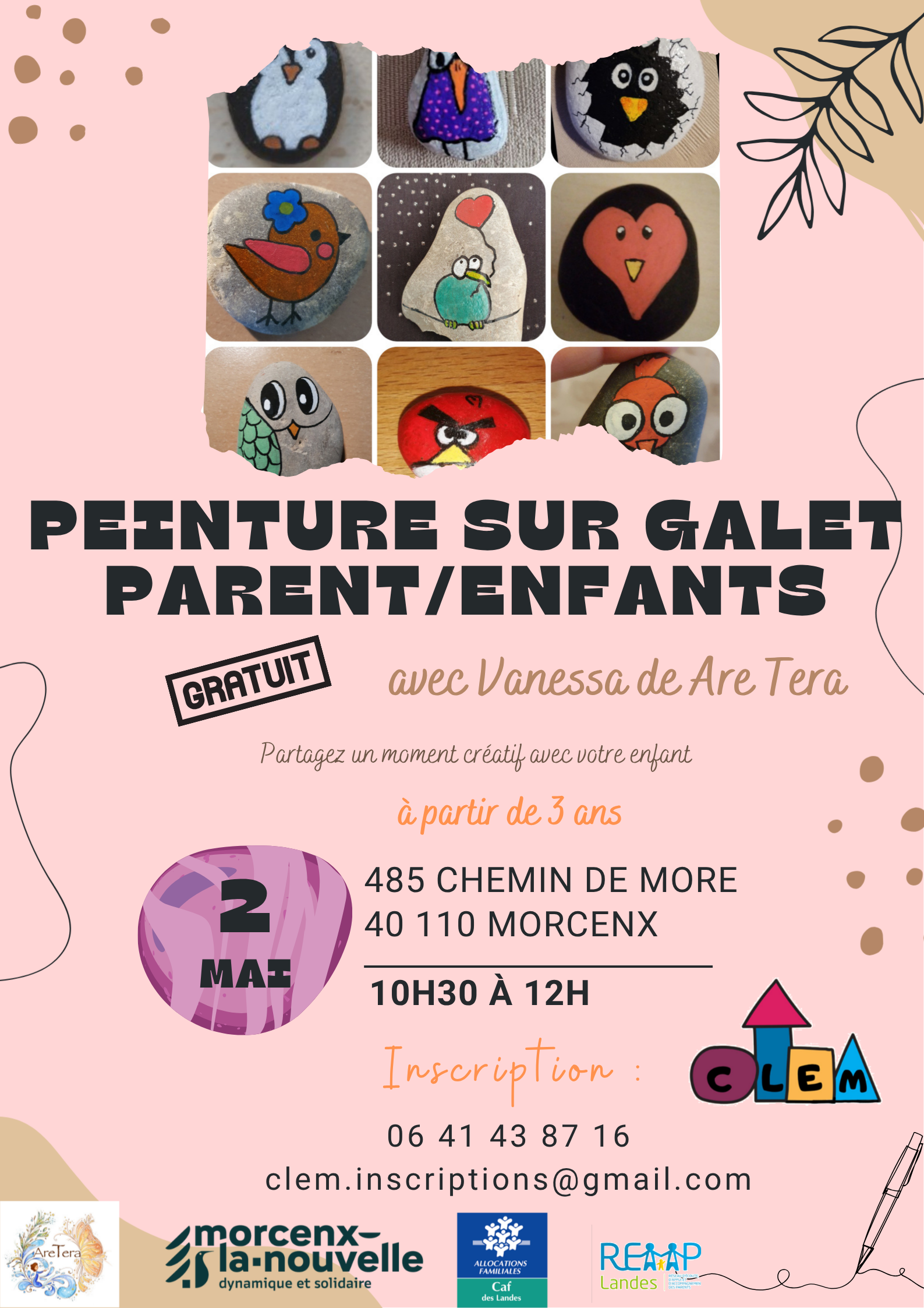 Peinture sur galet Parent/enfants - CLEM — visuel événement