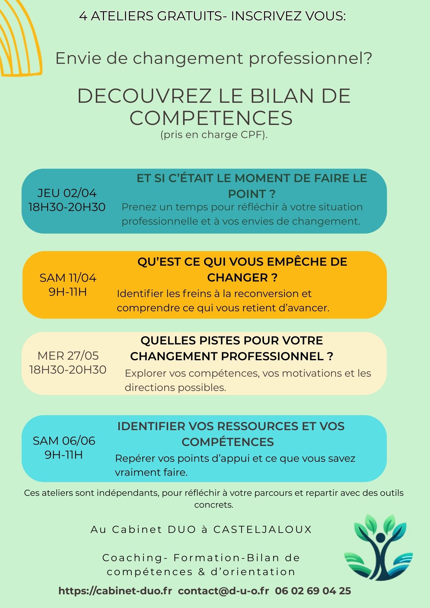 Atelier : Quelles pistes pour votre changement professionnel ? — visuel événement