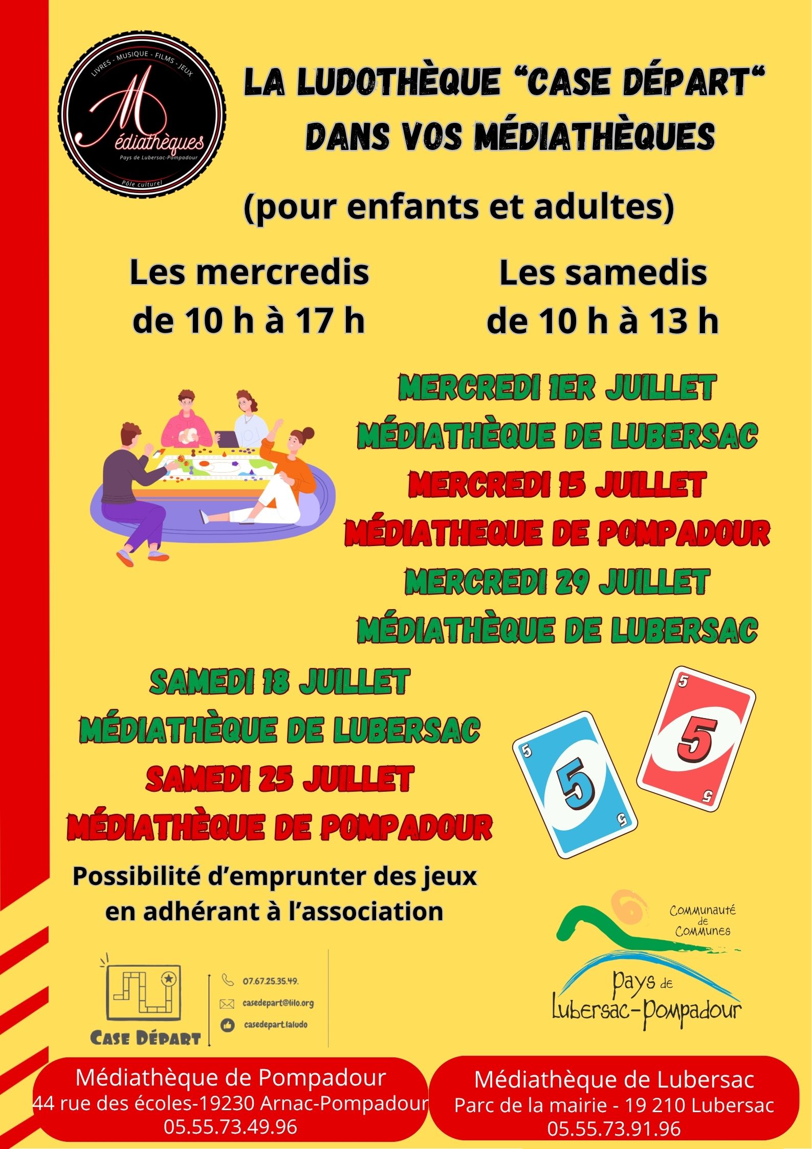 Ludothèque "case départ" à la médiathèque de Pompadour