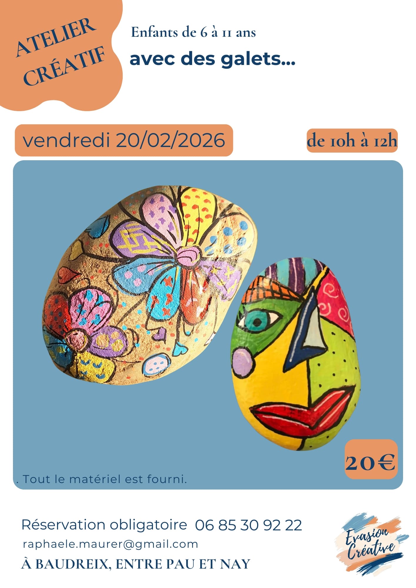 Atelier créatif : " avec des galets..." à Baudreix