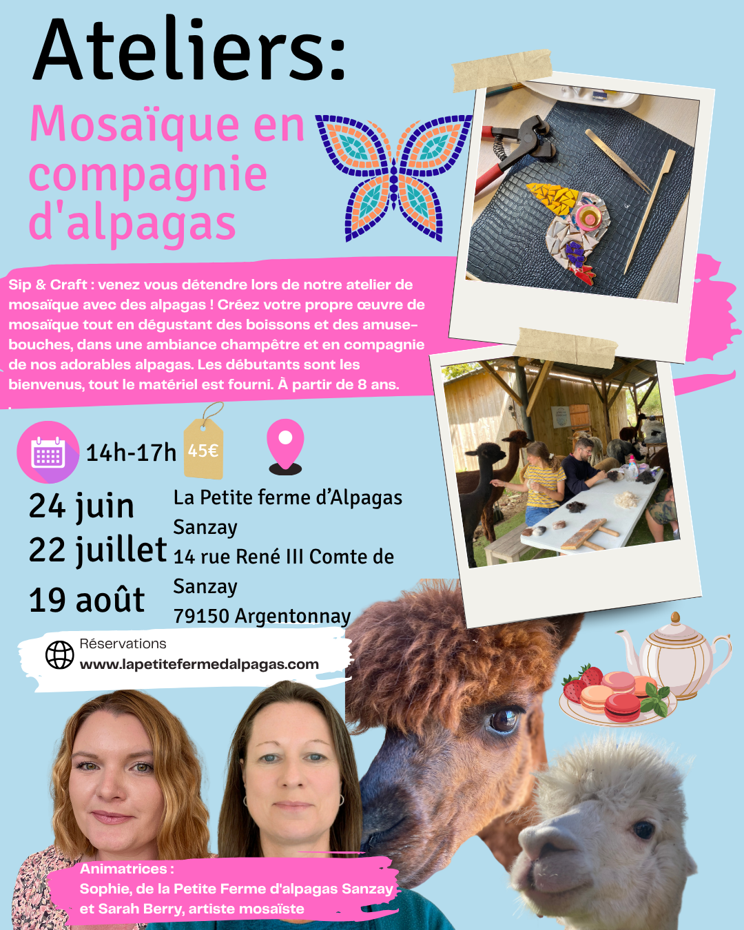 Atelier mosaïque avec les alpagas