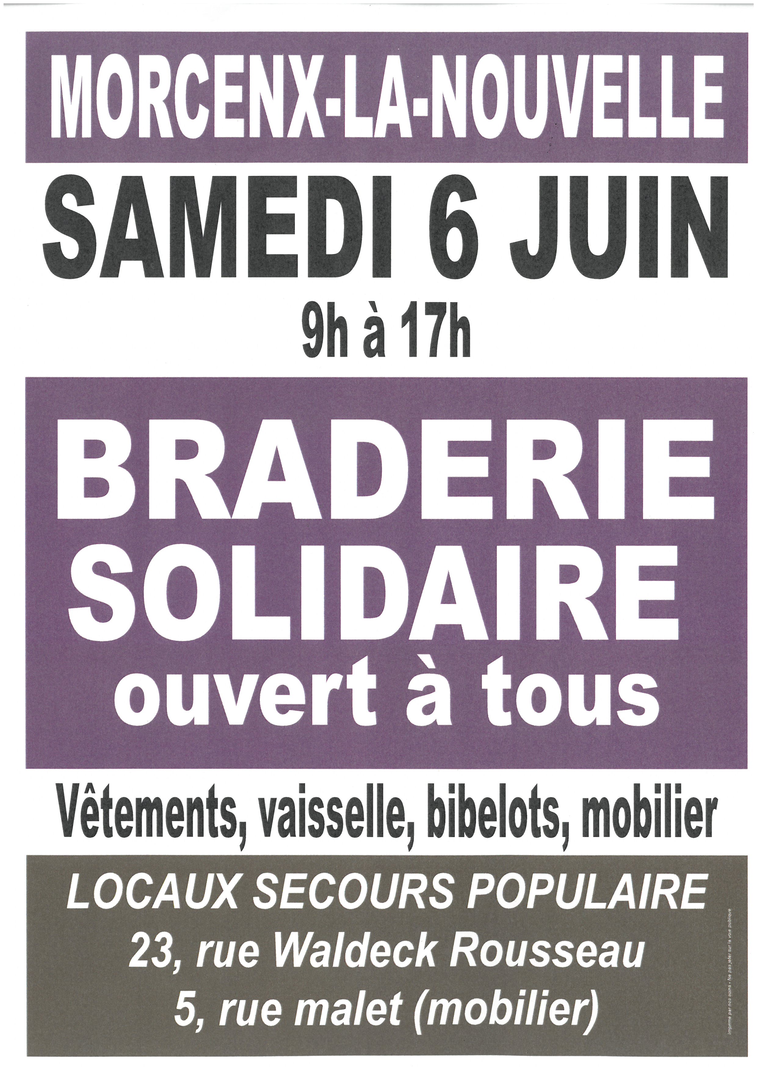 Braderie Solidaire du Secours Populaire — visuel événement