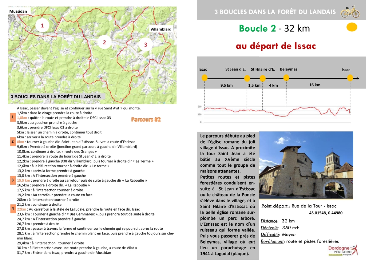 Boucle dans la Forêt du Landais au départ d'Issac - 32 km