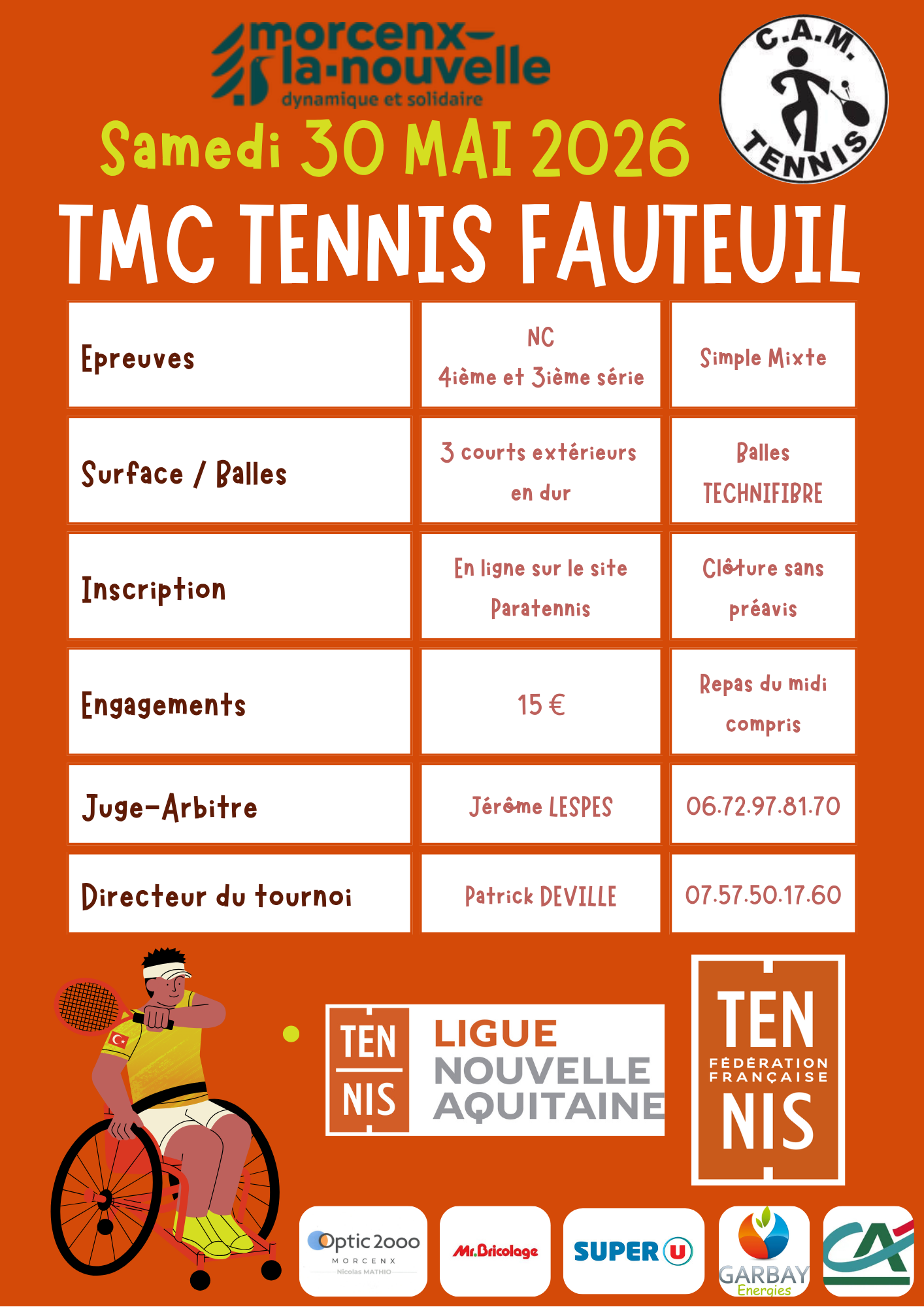 Tournoi Multi-Chance - Tennis Fauteuil - CAM TENNIS — visuel événement