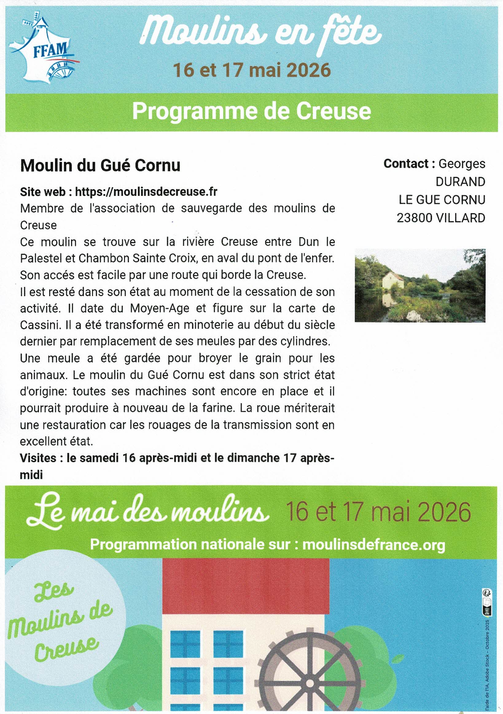 Visite du moulin du Gué Cornu — visuel événement