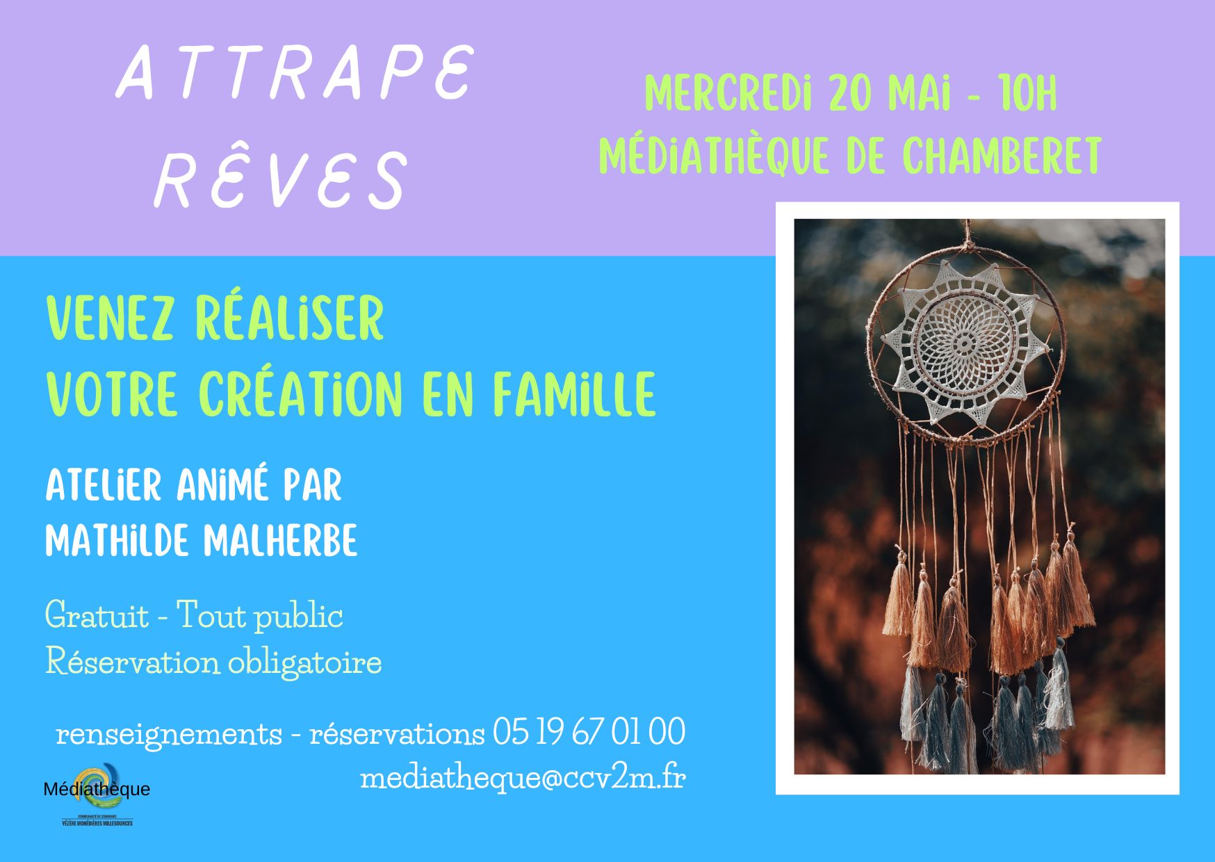 Médiathèque : Atelier Attrape Rêves — visuel événement