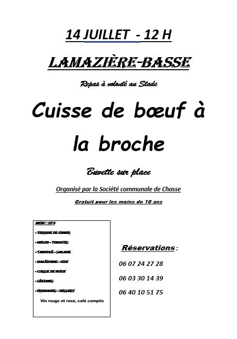 Repas des chasseurs cuisse de boeuf