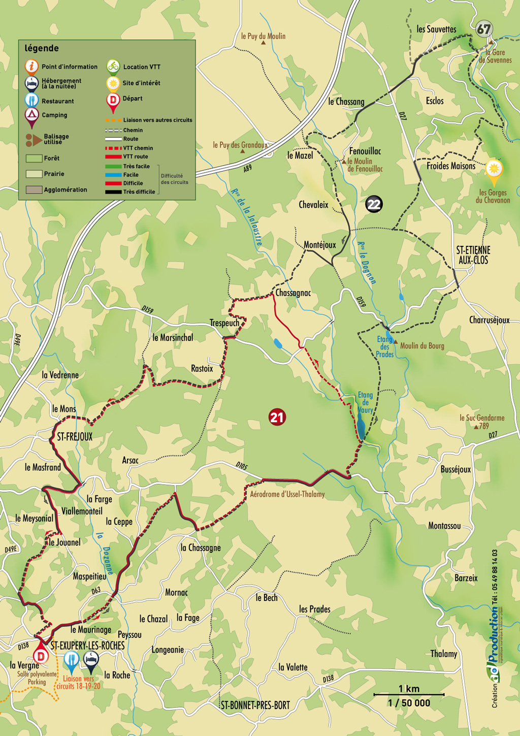 VTT - Gravel - Curieuses Eglises - 23 km - circuit 21, Saint-Exupéry-les-Roches