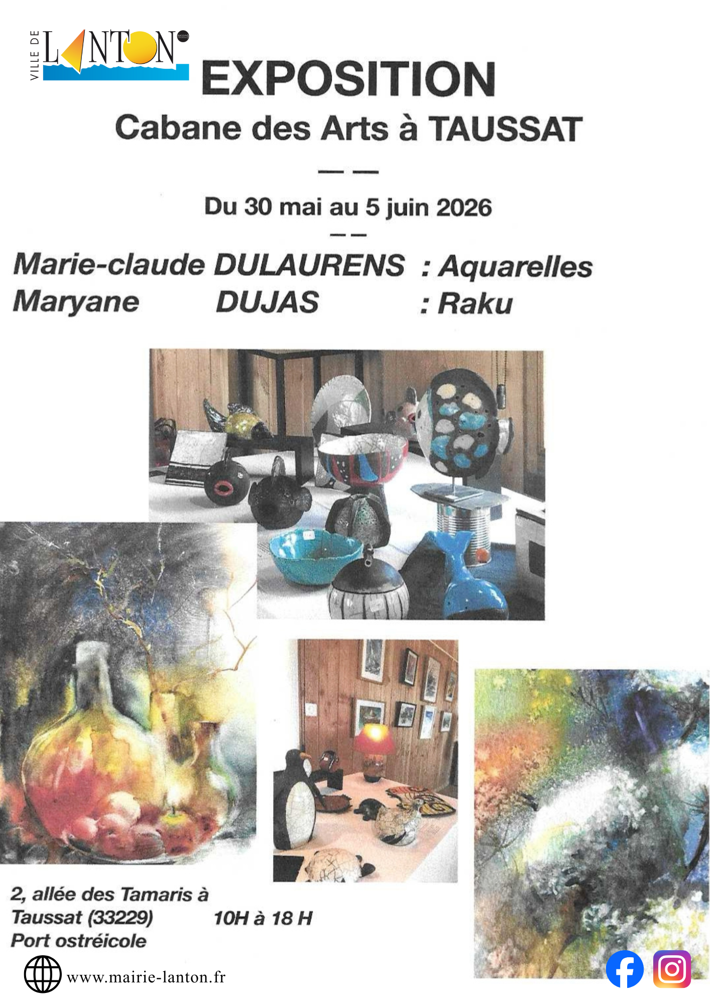Exposition Cabane des Arts : M.C DULAURENS ET M DUJAS