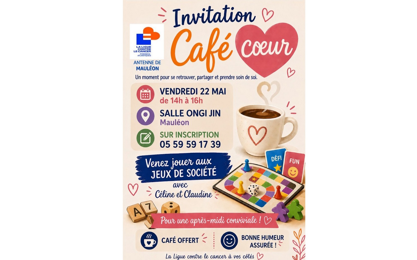 Invitation café coeur et jeux de société — visuel événement