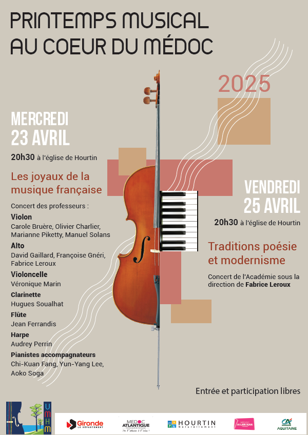 Concert du printemps musical au coeur du médoc : Traditions poésie et modernisme