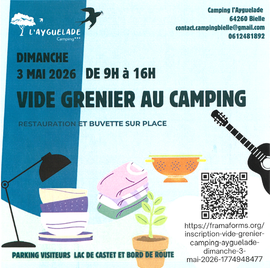 Vide grenier au camping Ayguelade à Bielle — visuel événement
