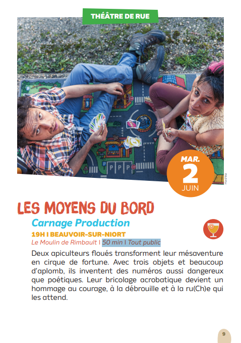 Théâtre de rue - La 5e Saison à Beauvoir-sur-Niort