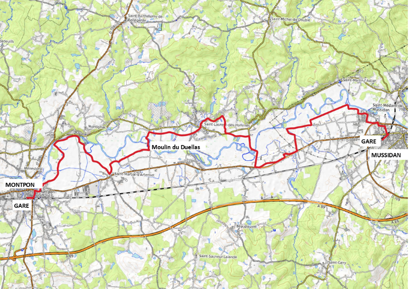 Saint Martial d'Artenset en écomobilité - Le Moulin et les bateaux