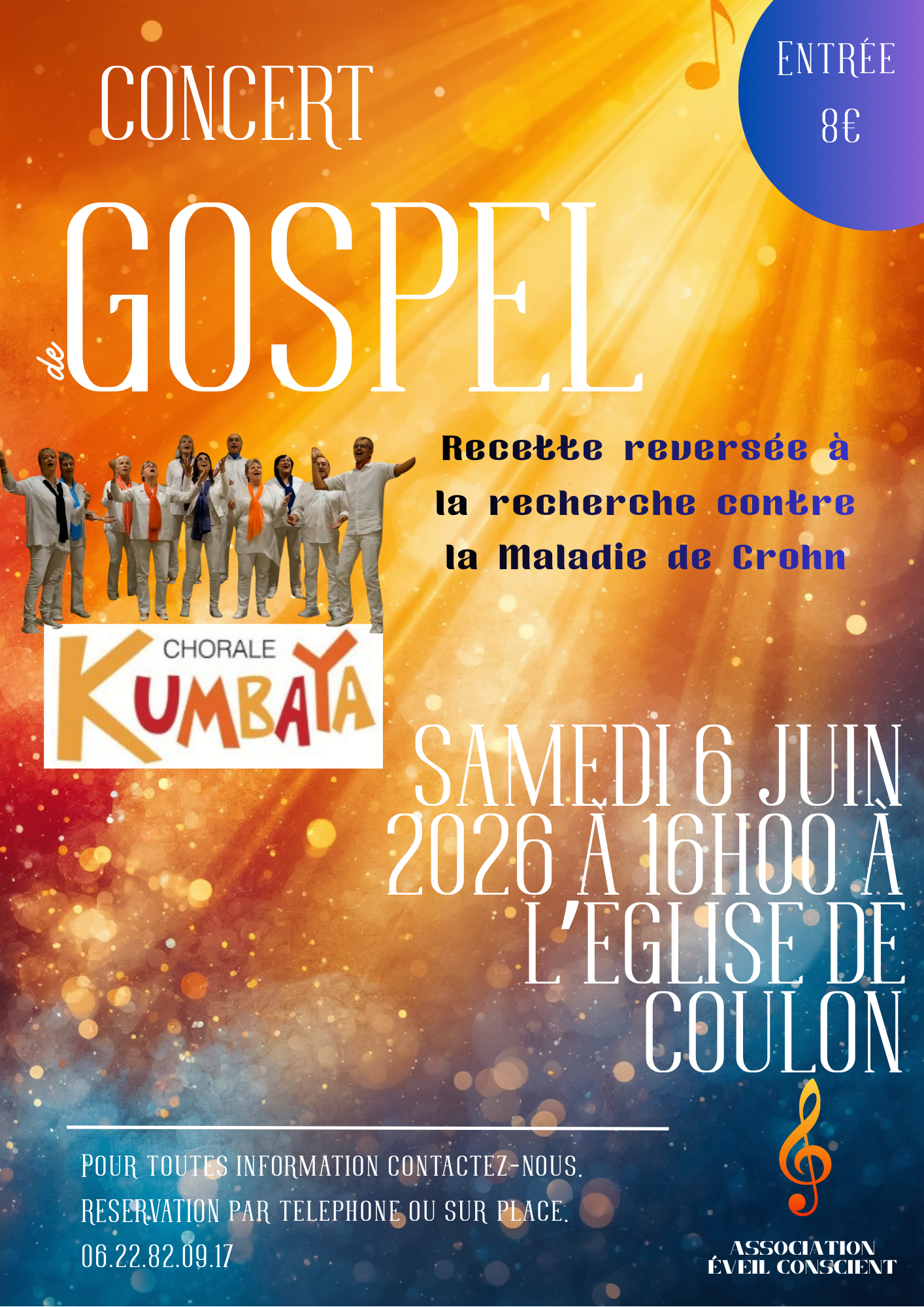 Concert gospel solidaire pour la recherche contre la maladie de crohn à Coulon