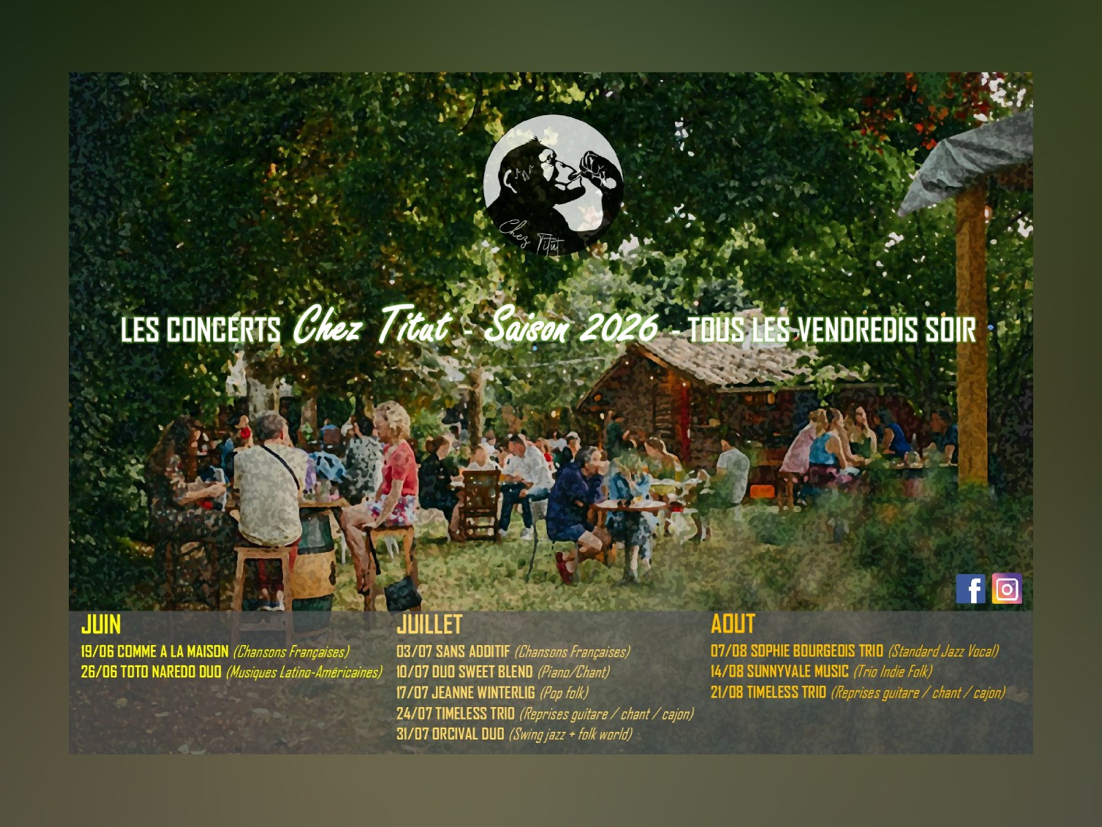 Concerts Chez Titut les vendredis soir — visuel événement