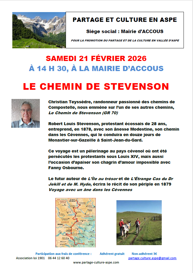 Conférence partage et culture : Chemin de Stevenson