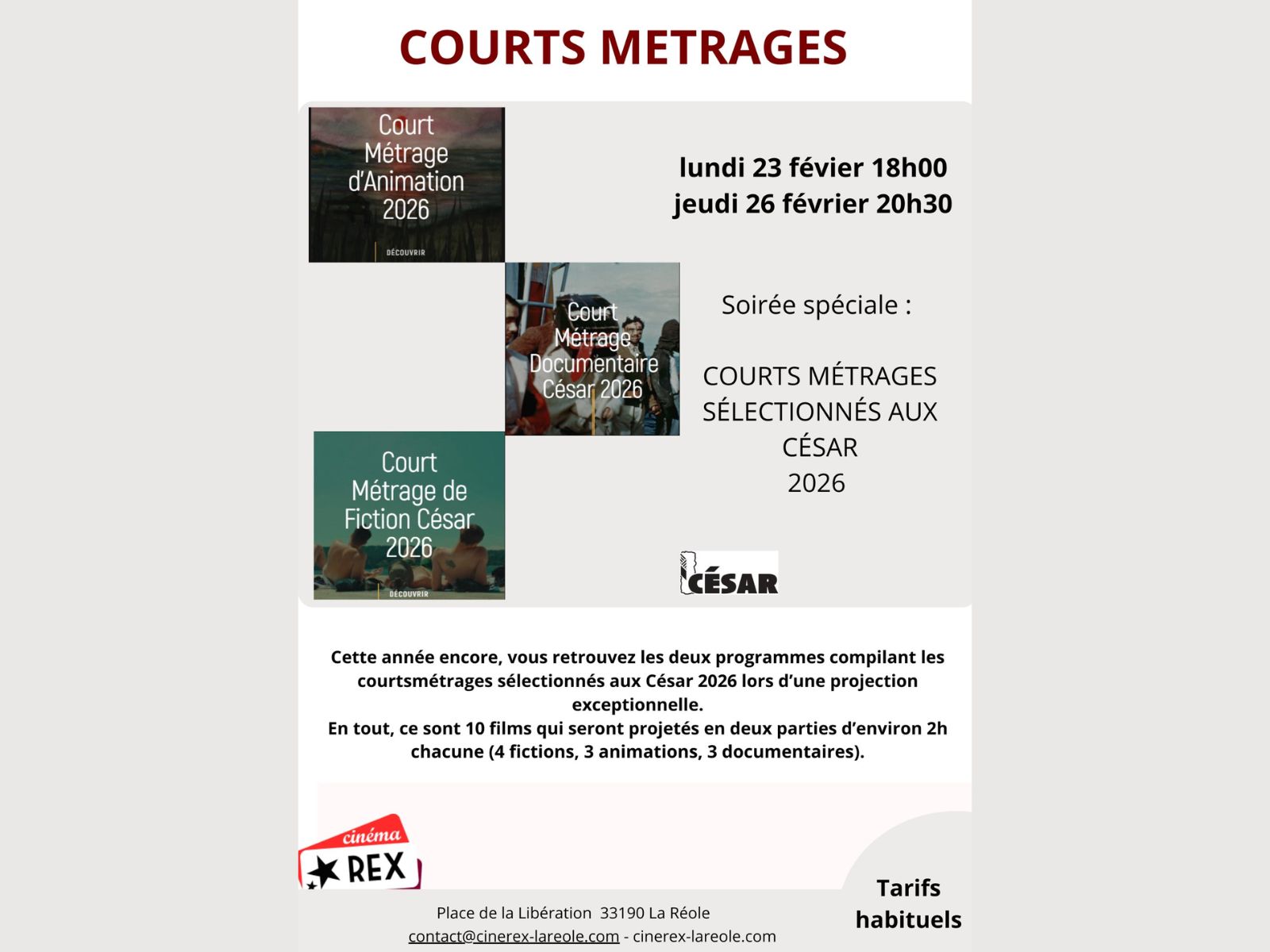 Soirée courts métrages César 2026