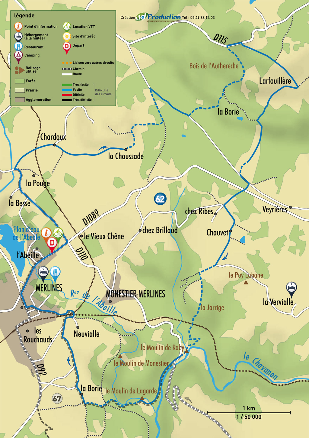 VTT - Gravel - De Feyt à Monestier - 17 km - circuit 62, Merlines