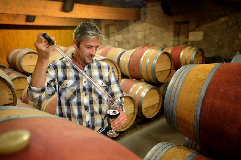 Dégustation à la barrique au Château Eyquem