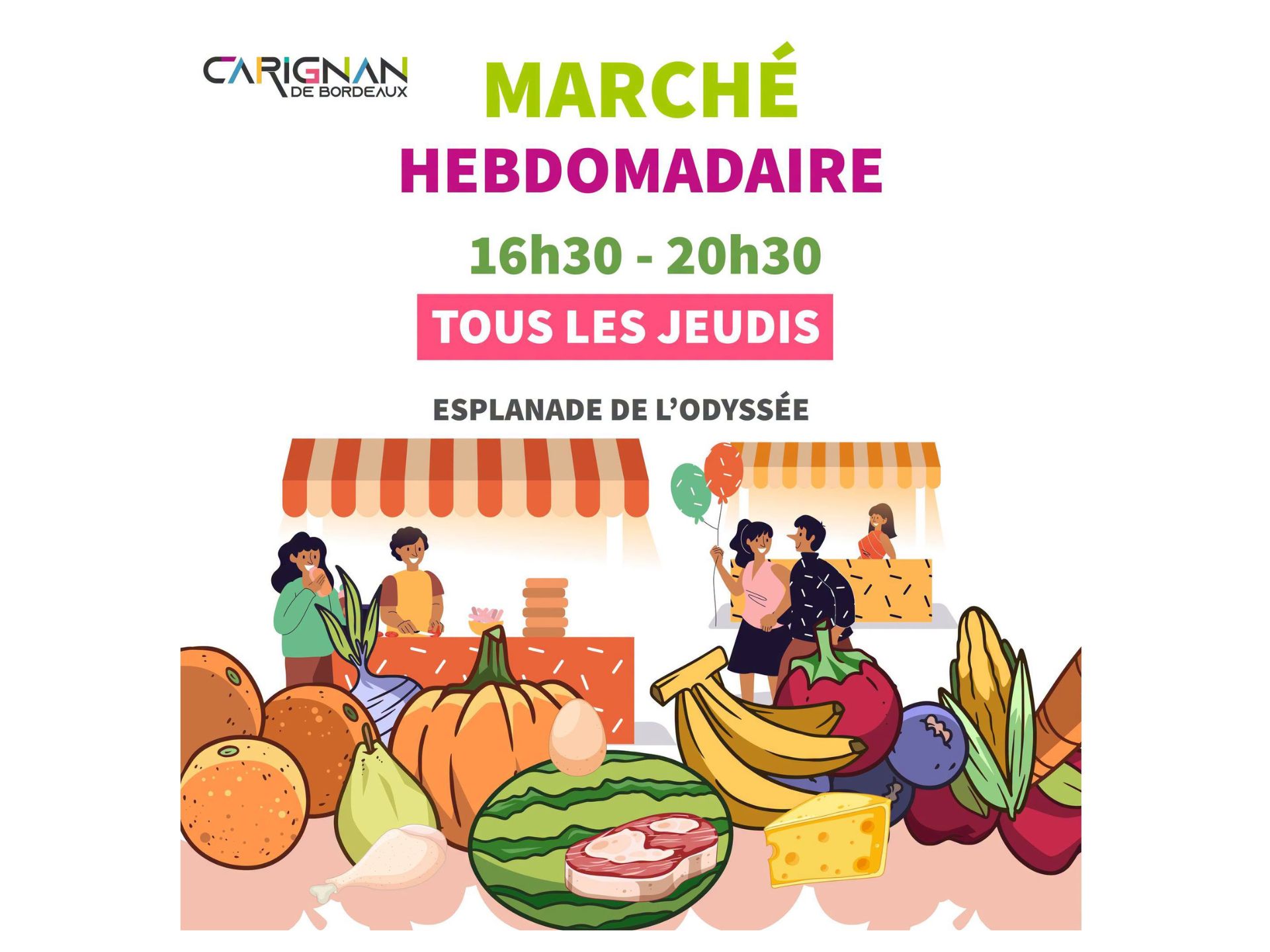 Marché hebdomadaire du jeudi soir à Carignan-de-Bordeaux
